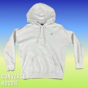 White Women's Converse Hoodie Size Small With Golden Sparkly Cuffs